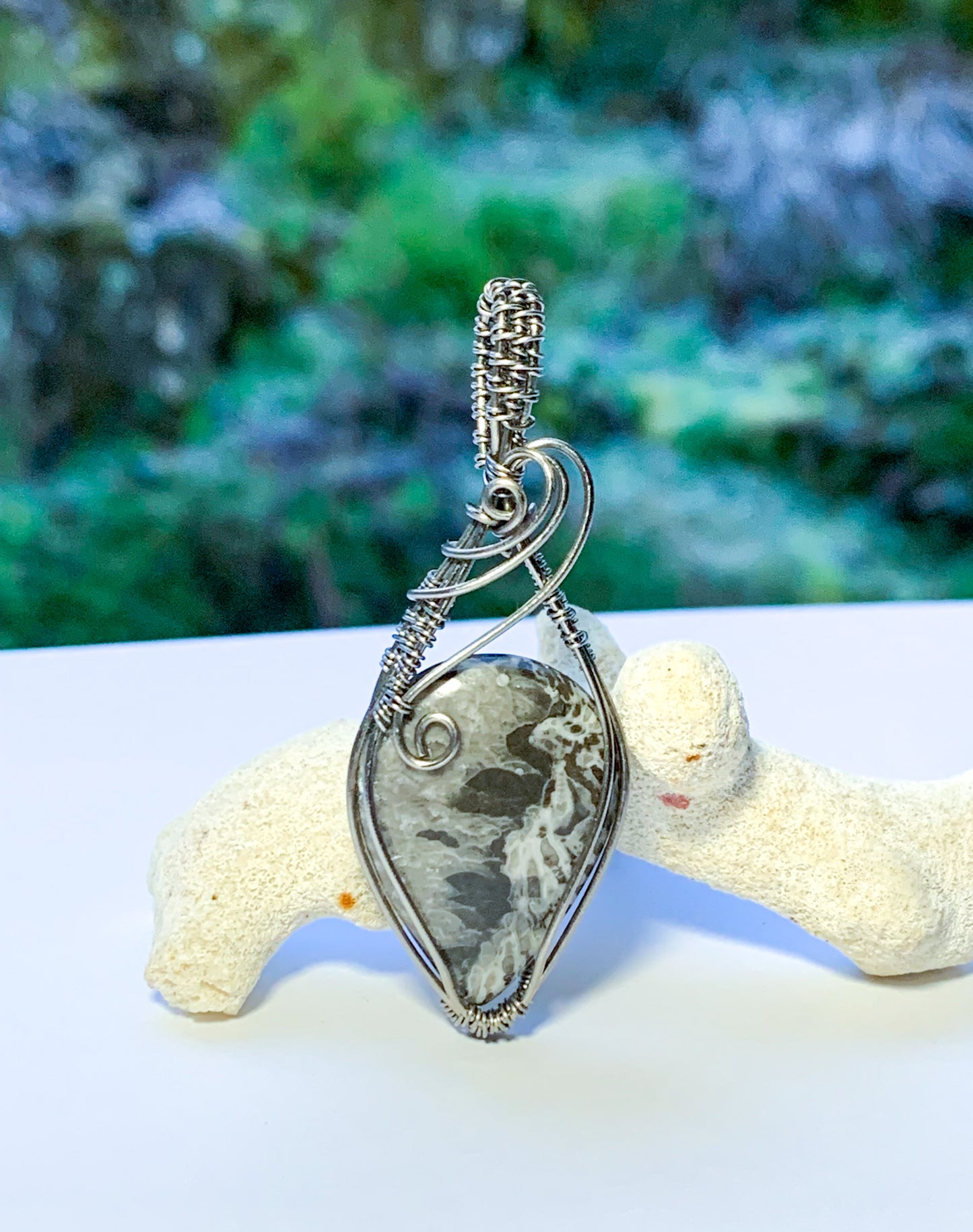 Black Fossil Coral necklace