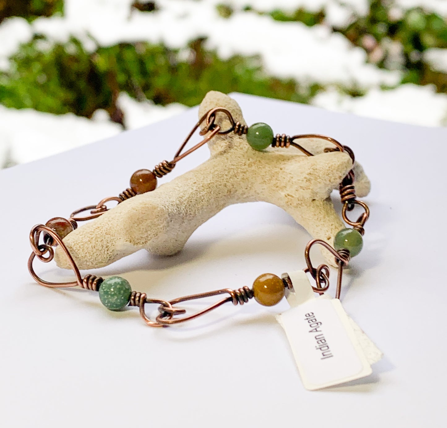 Indian Agate heart bracelet