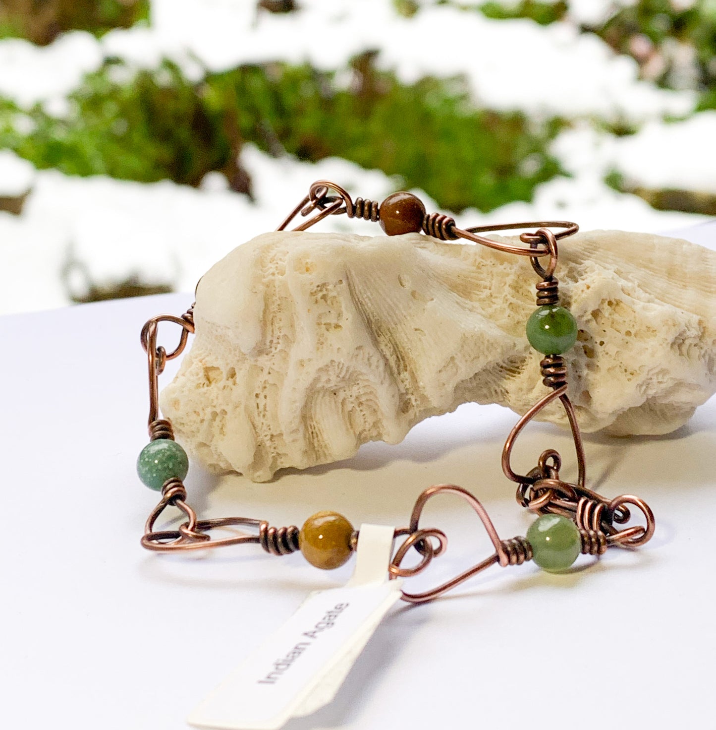 Indian Agate heart bracelet