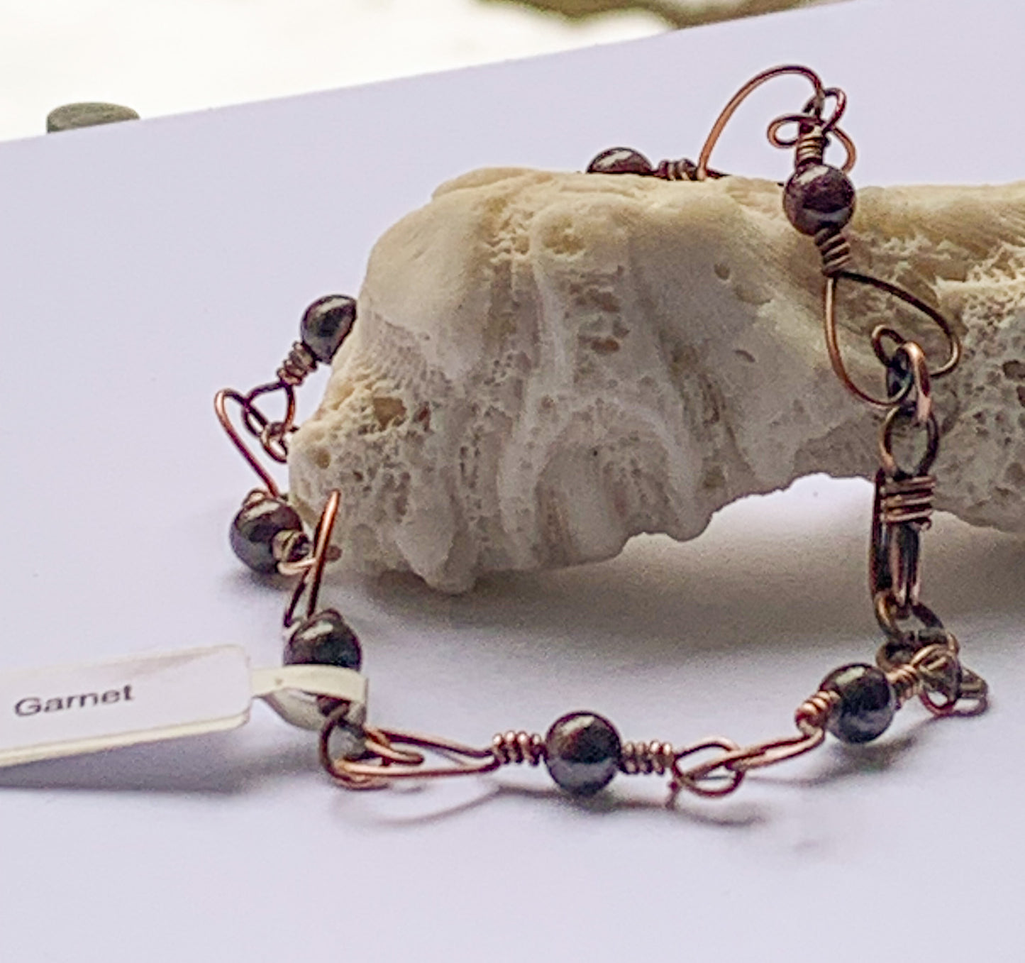 Garnet heart bracelet