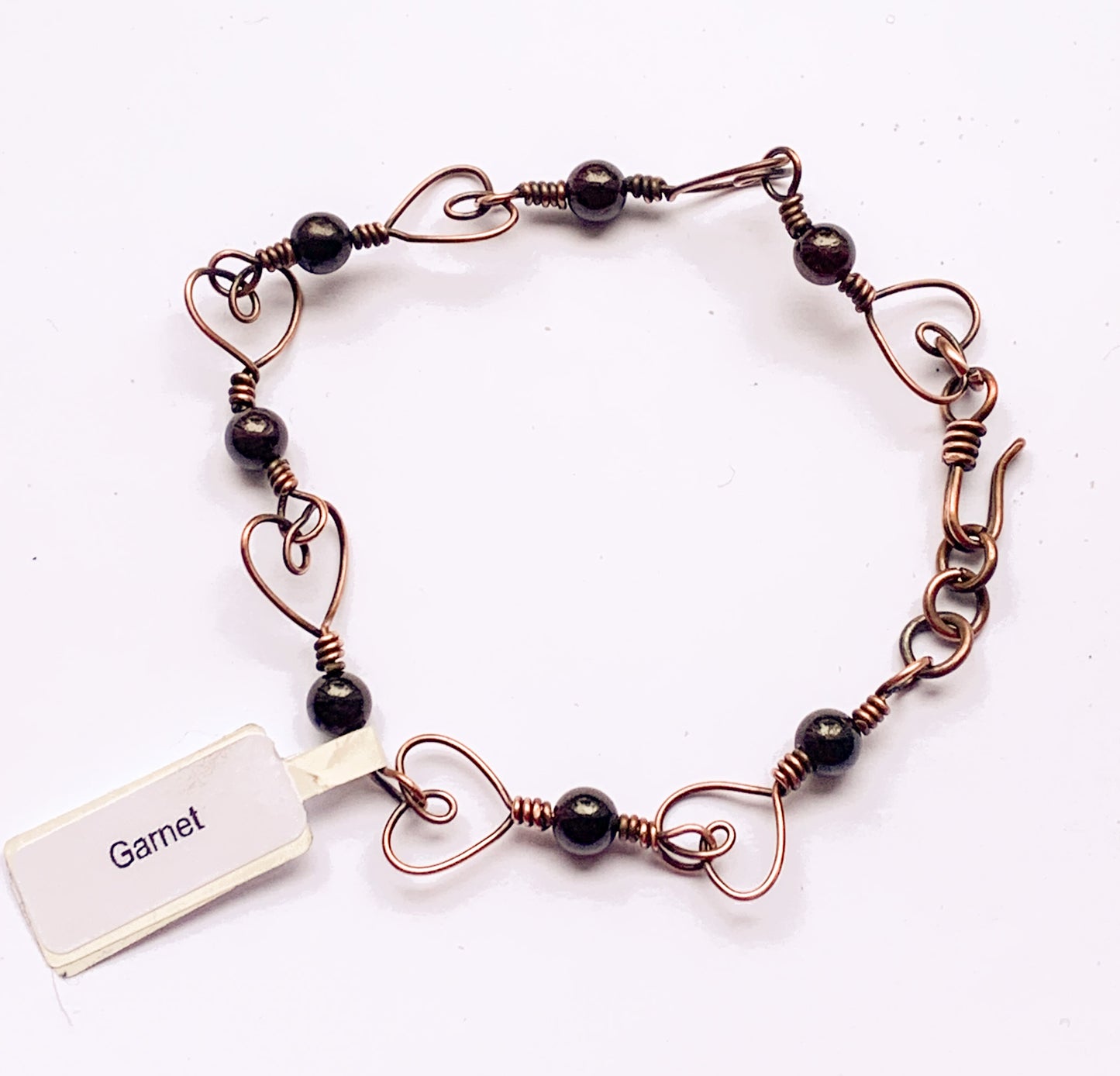 Garnet heart bracelet