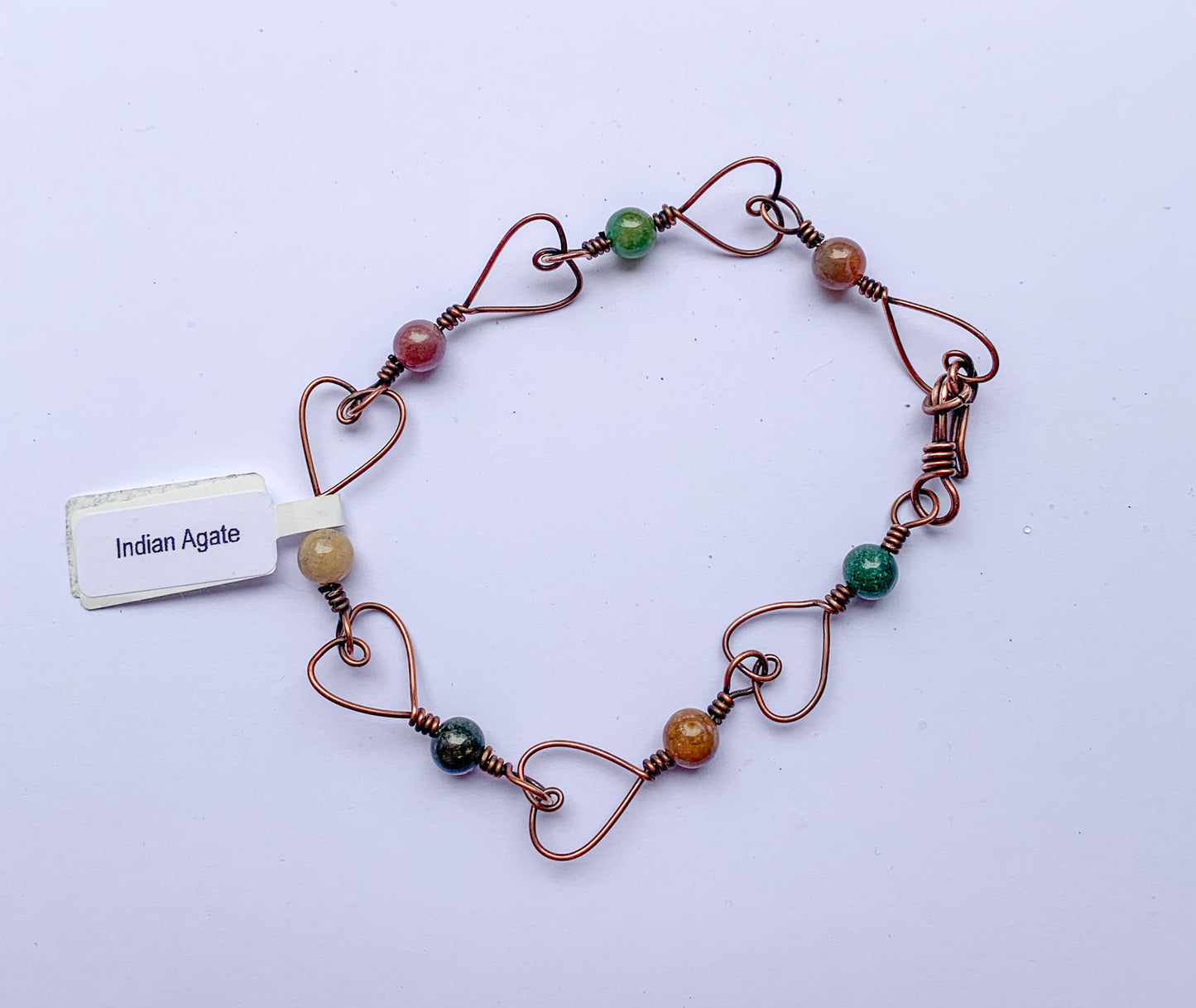Indian Agate heart bracelet