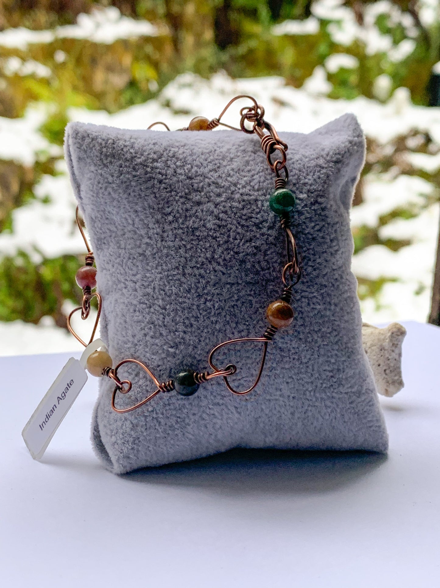 Indian Agate heart bracelet