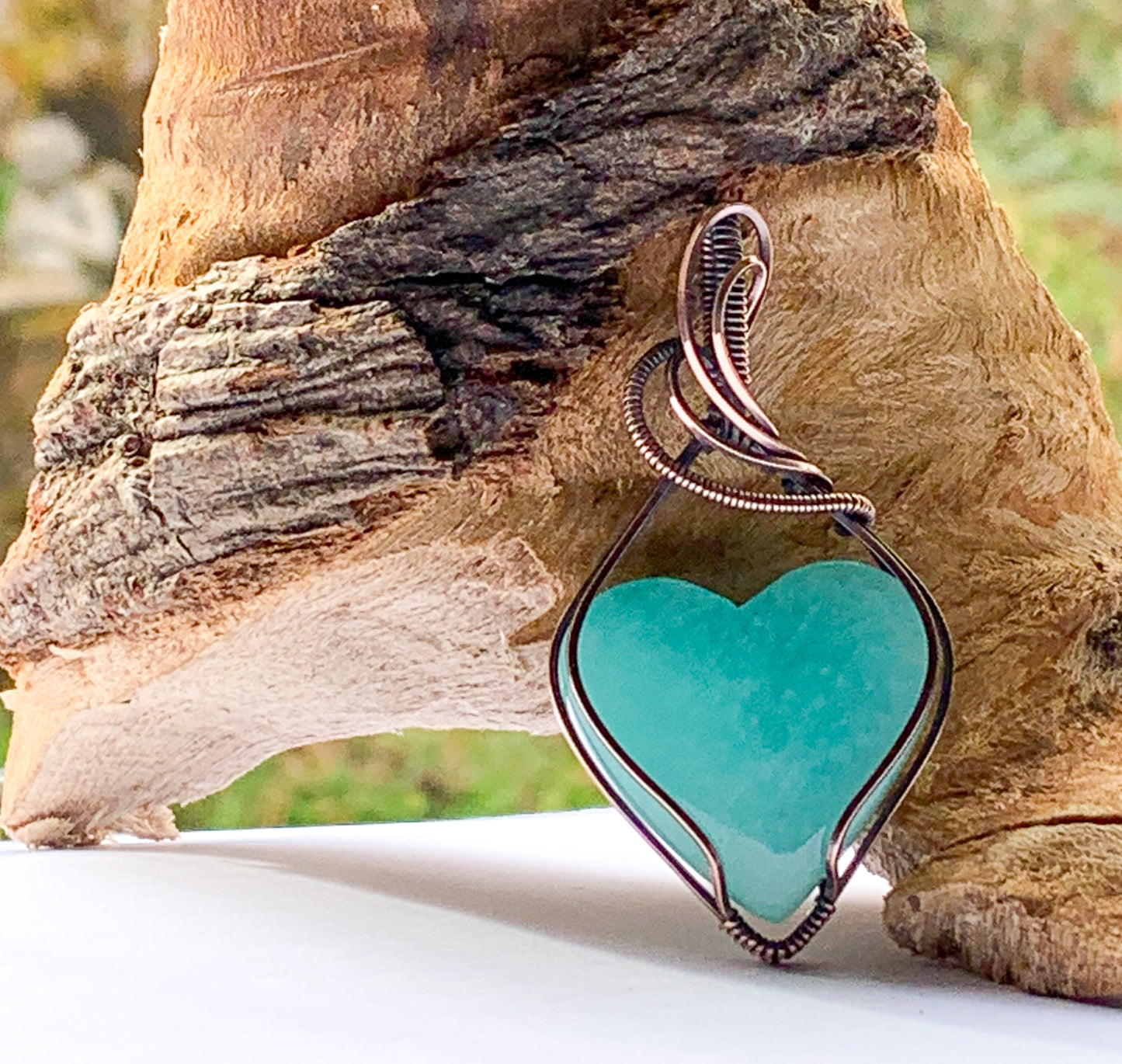Amazonite heart pendant