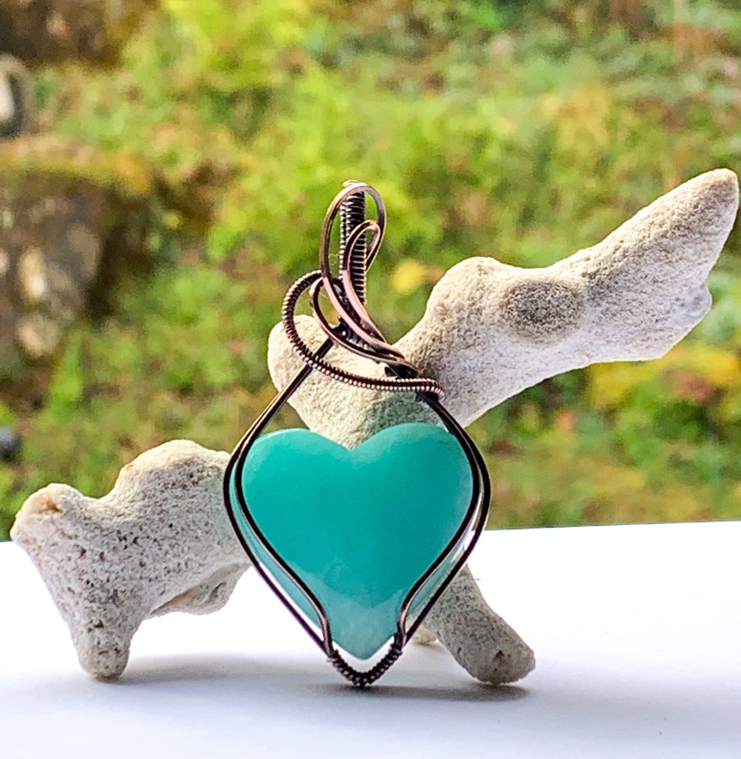 Amazonite heart pendant