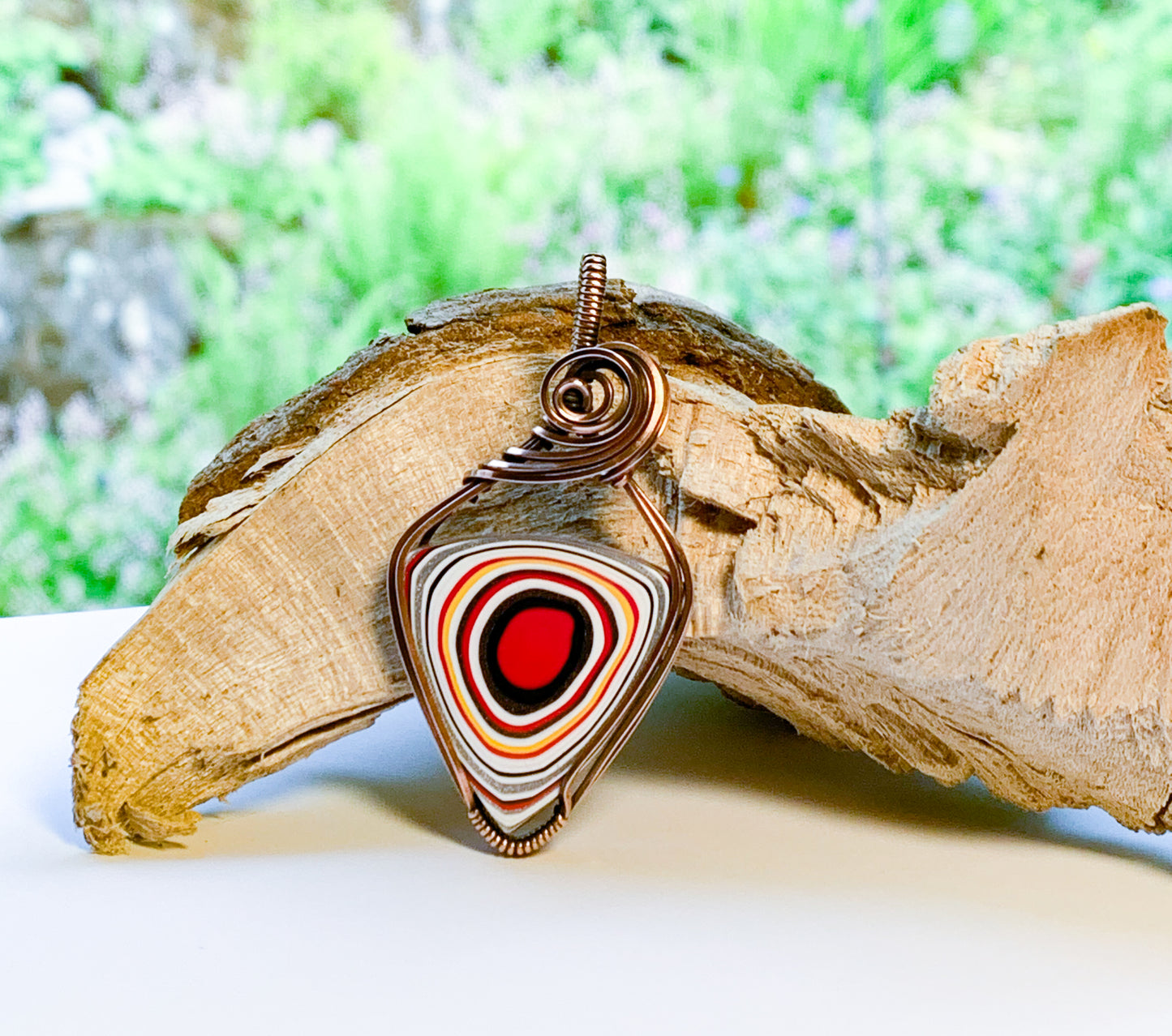 Fordite triangle necklace