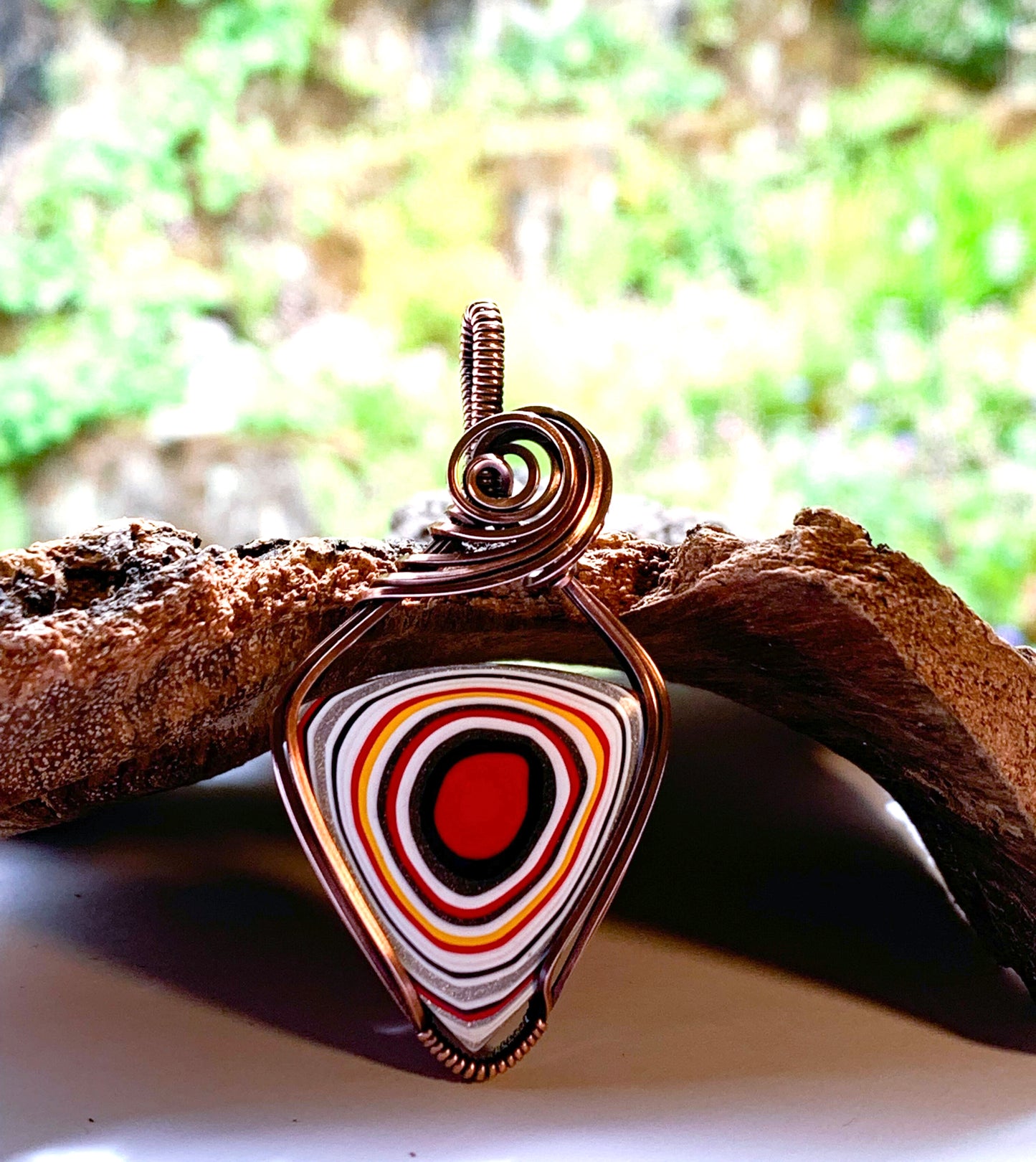 Fordite triangle necklace