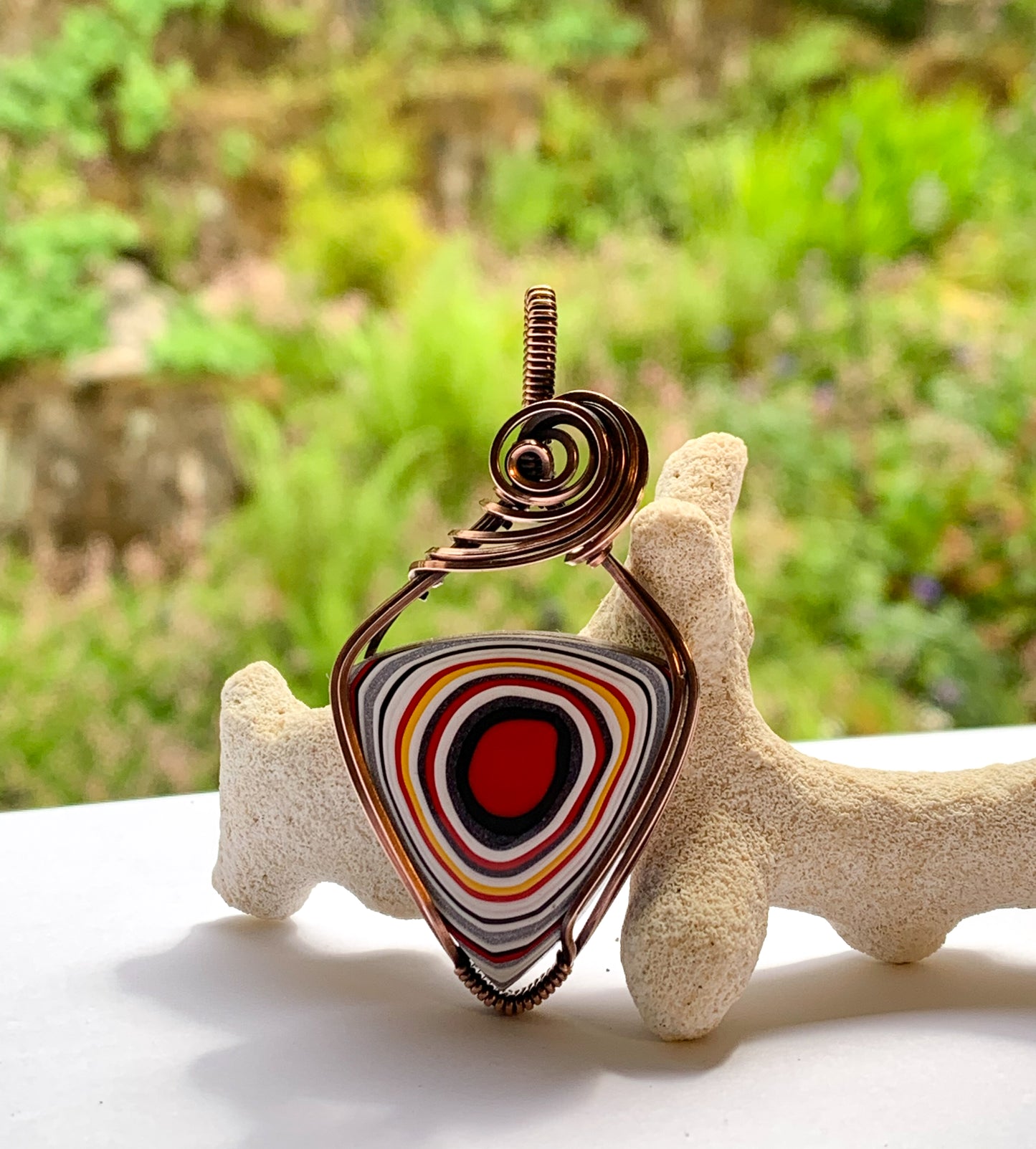 Fordite triangle necklace