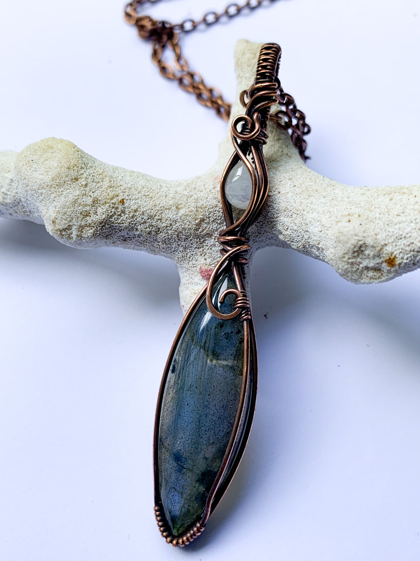 Labradorite with Rainbow Moonstone necklace
