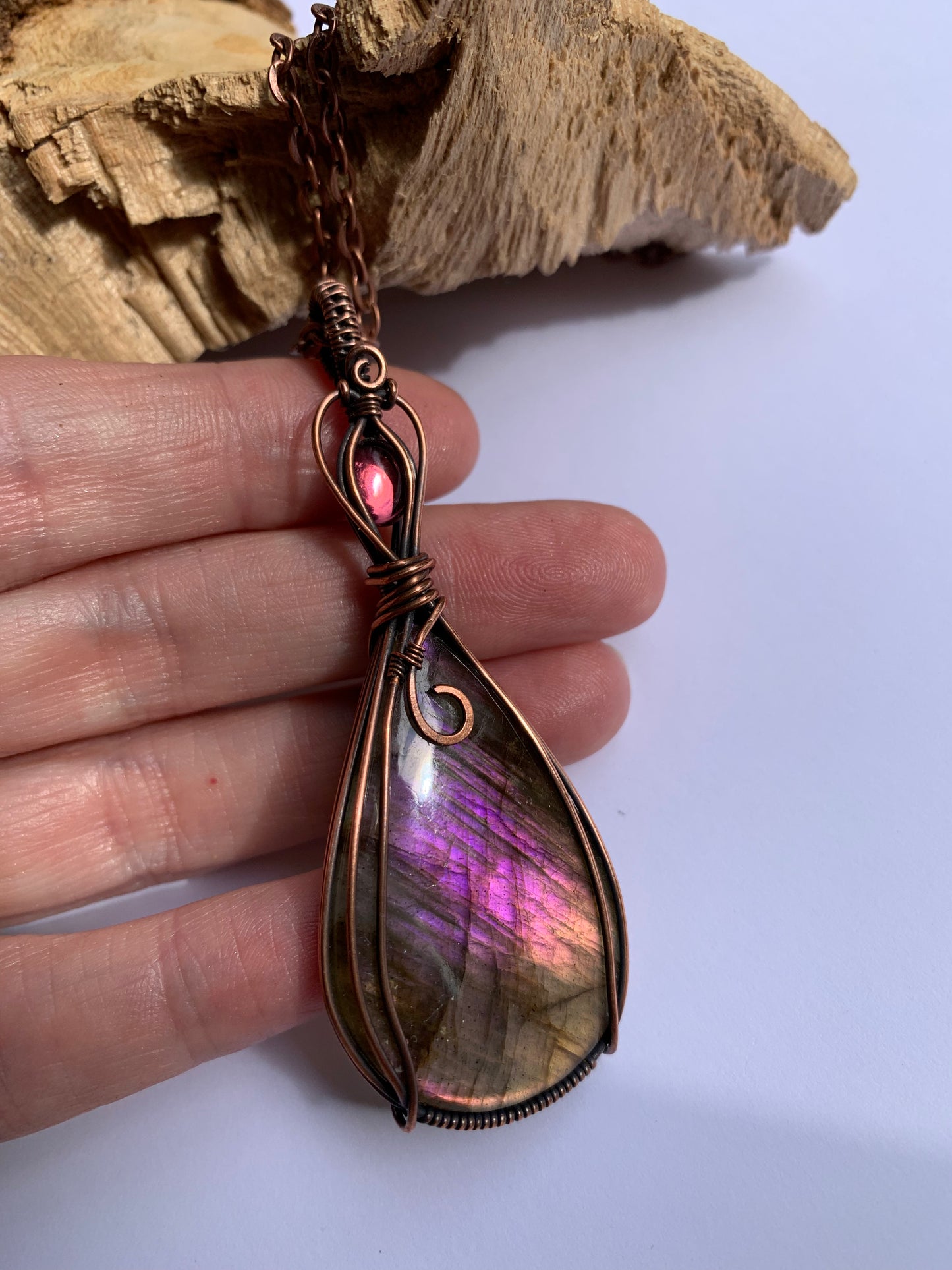 Purple Labradorite with Amethyst necklace