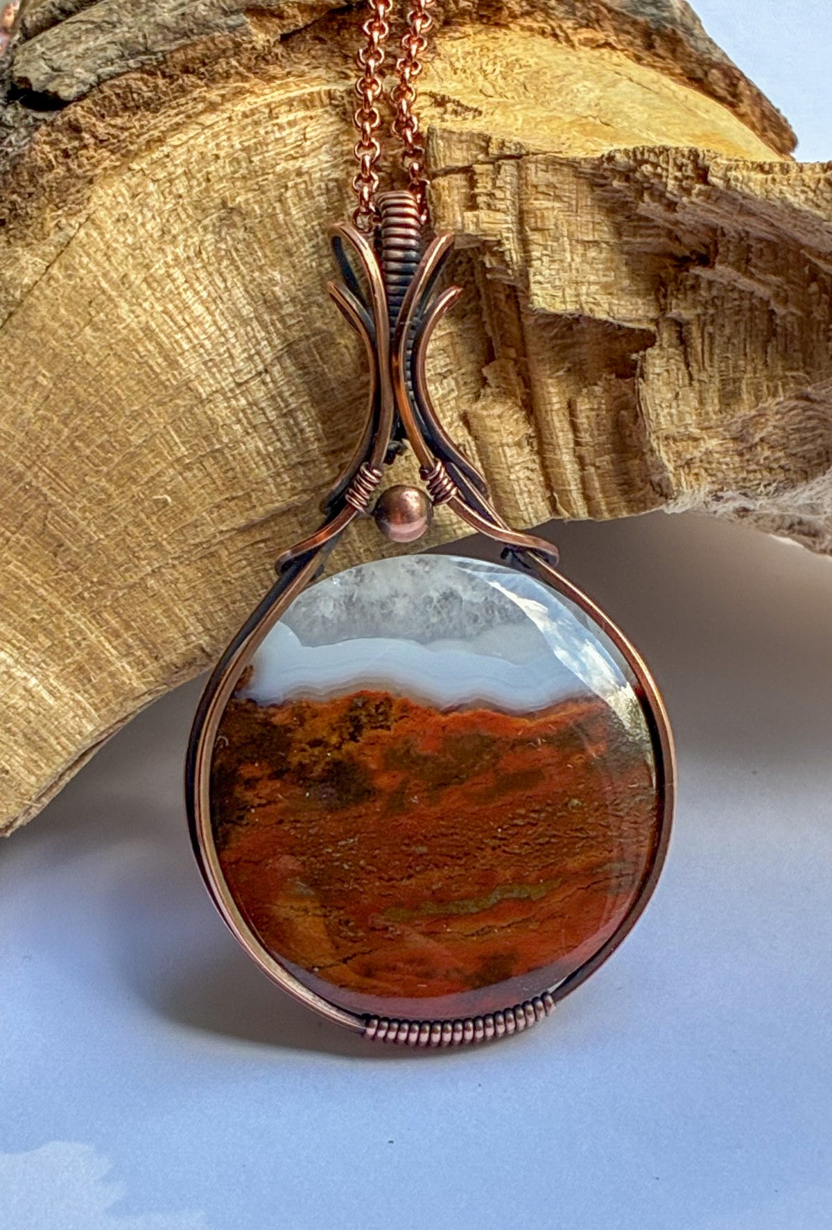 Petrified Wood in Quartz necklace