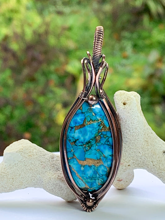 Kingman Turquoise Mosaic pendant