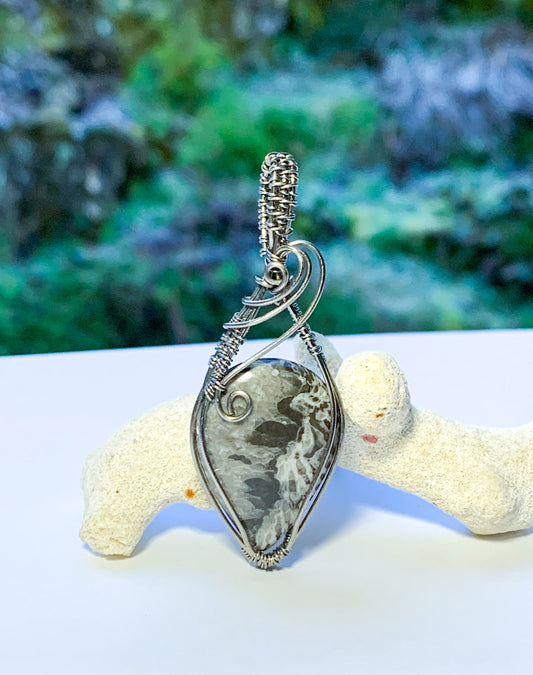 Black Fossil Coral necklace