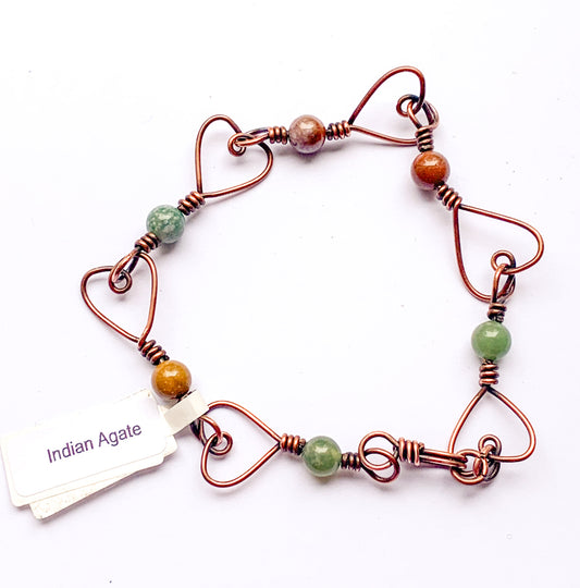 Indian Agate heart bracelet