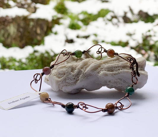 Indian Agate heart bracelet
