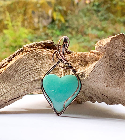 Amazonite heart pendant