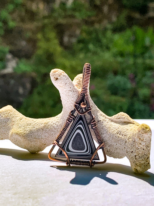 Fordite triangle necklace