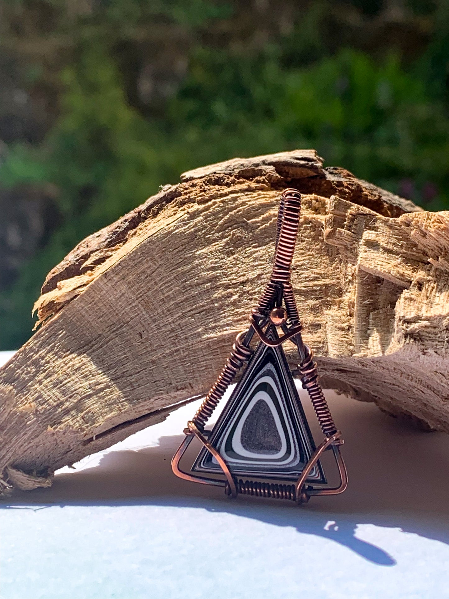 Fordite triangle necklace