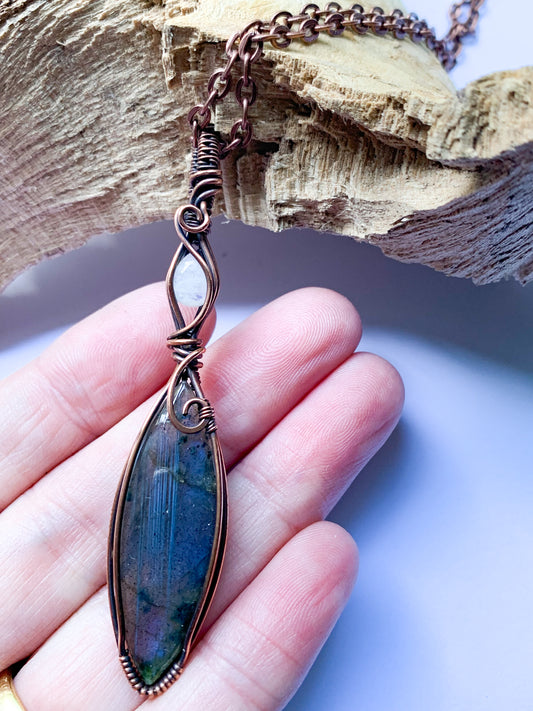 Labradorite with Rainbow Moonstone necklace