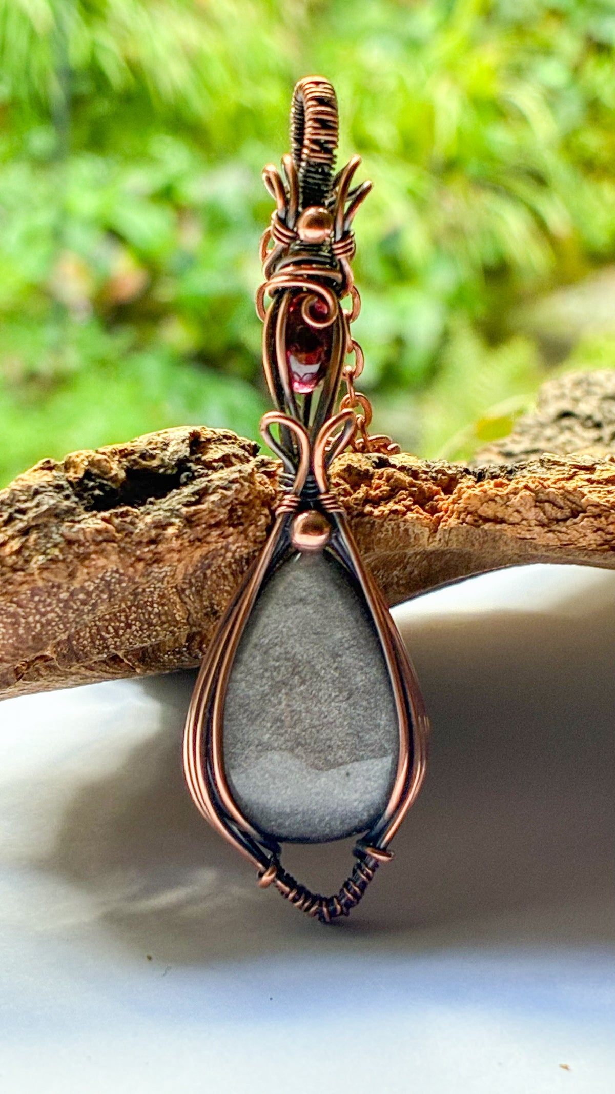 Sheen Obsidian with Garnet necklace