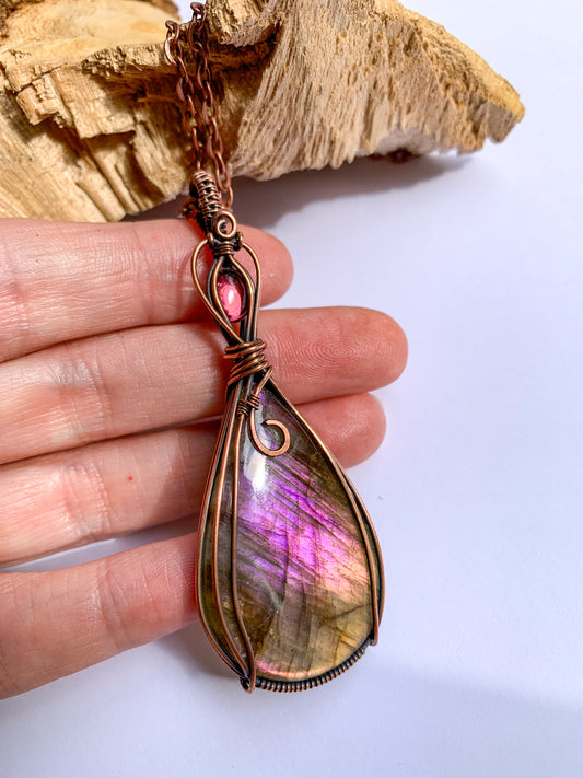 Purple Labradorite with Amethyst necklace