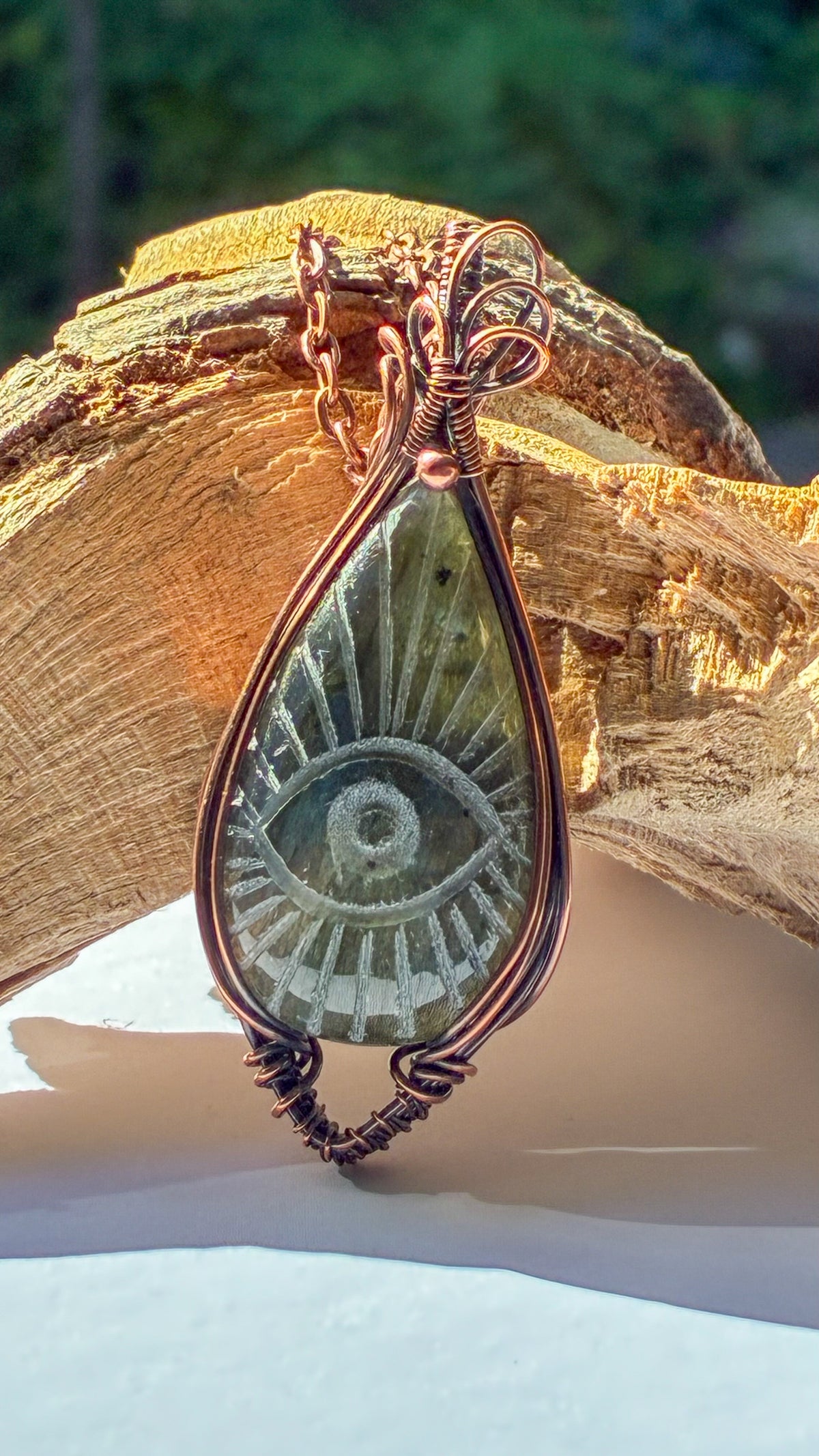 Labradorite carved All Seeing Eye necklace