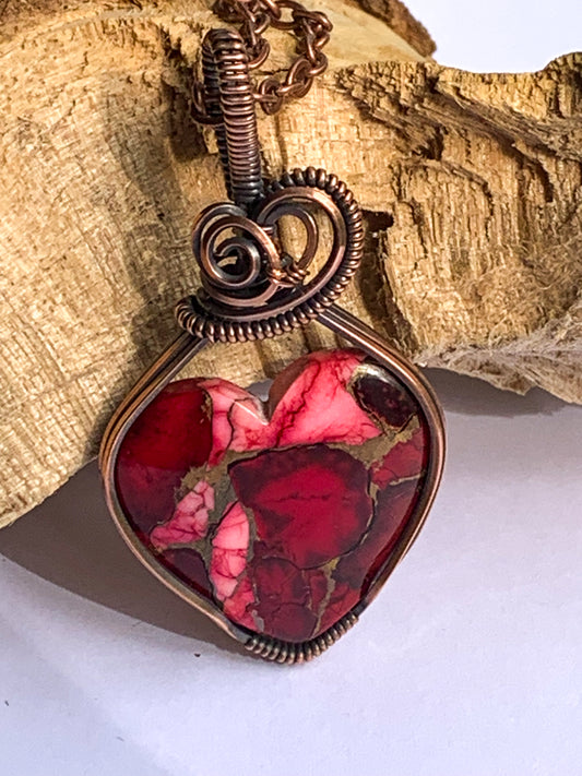 Dahlia Rose Mosaic heart necklace