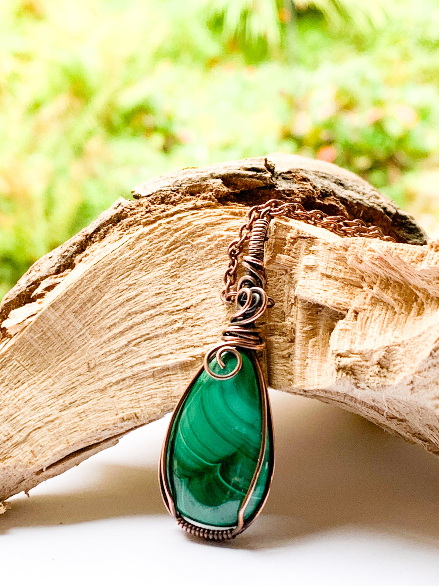 Malachite teardrop necklace