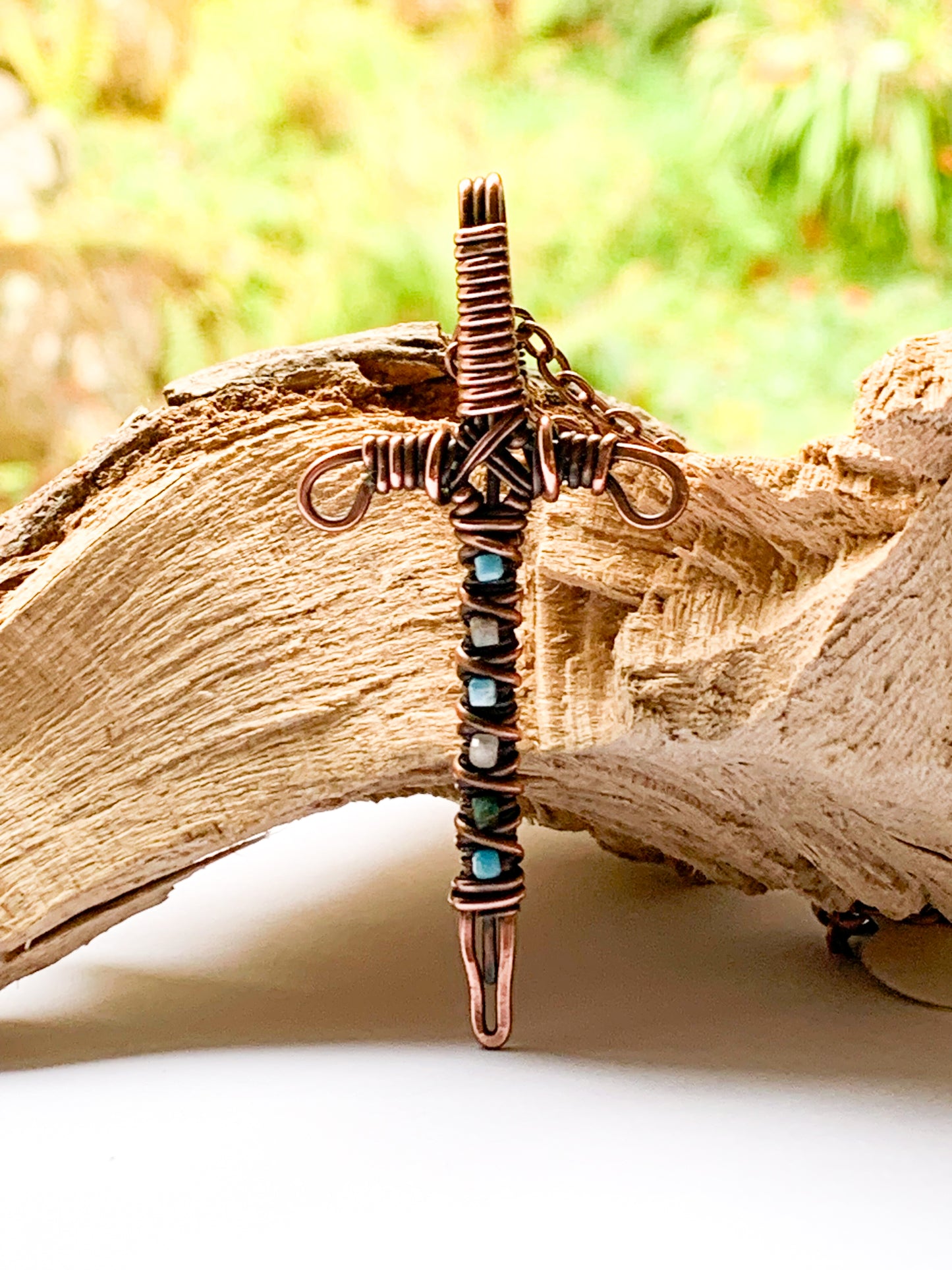 Apatite sword necklace