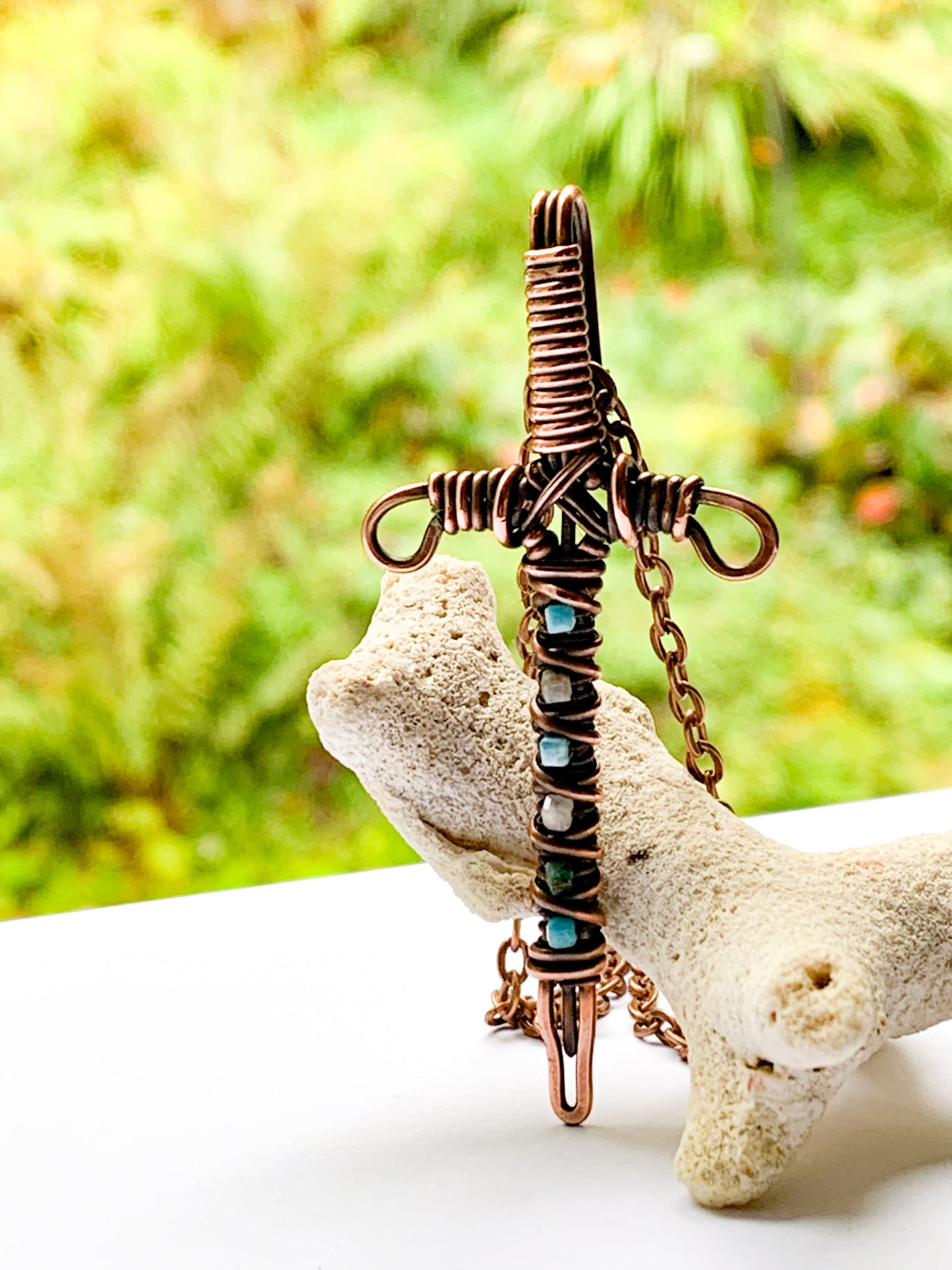 Apatite sword necklace