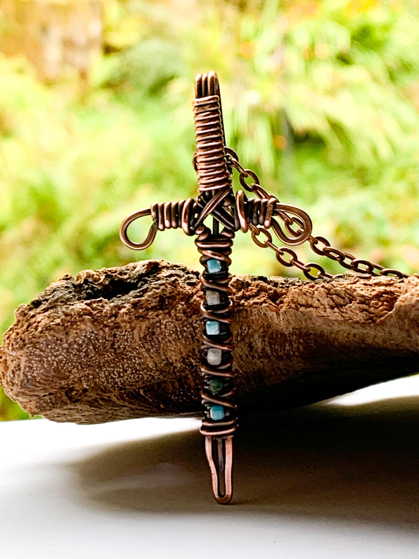 Apatite sword necklace