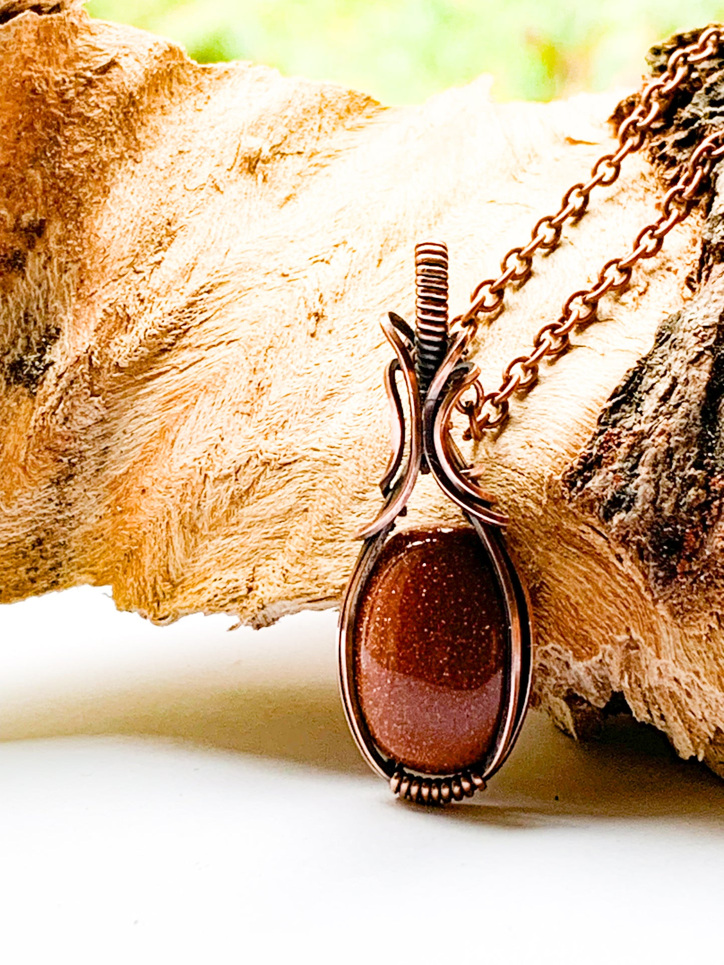 Goldstone oval necklace