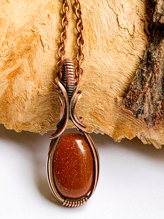 Goldstone oval necklace