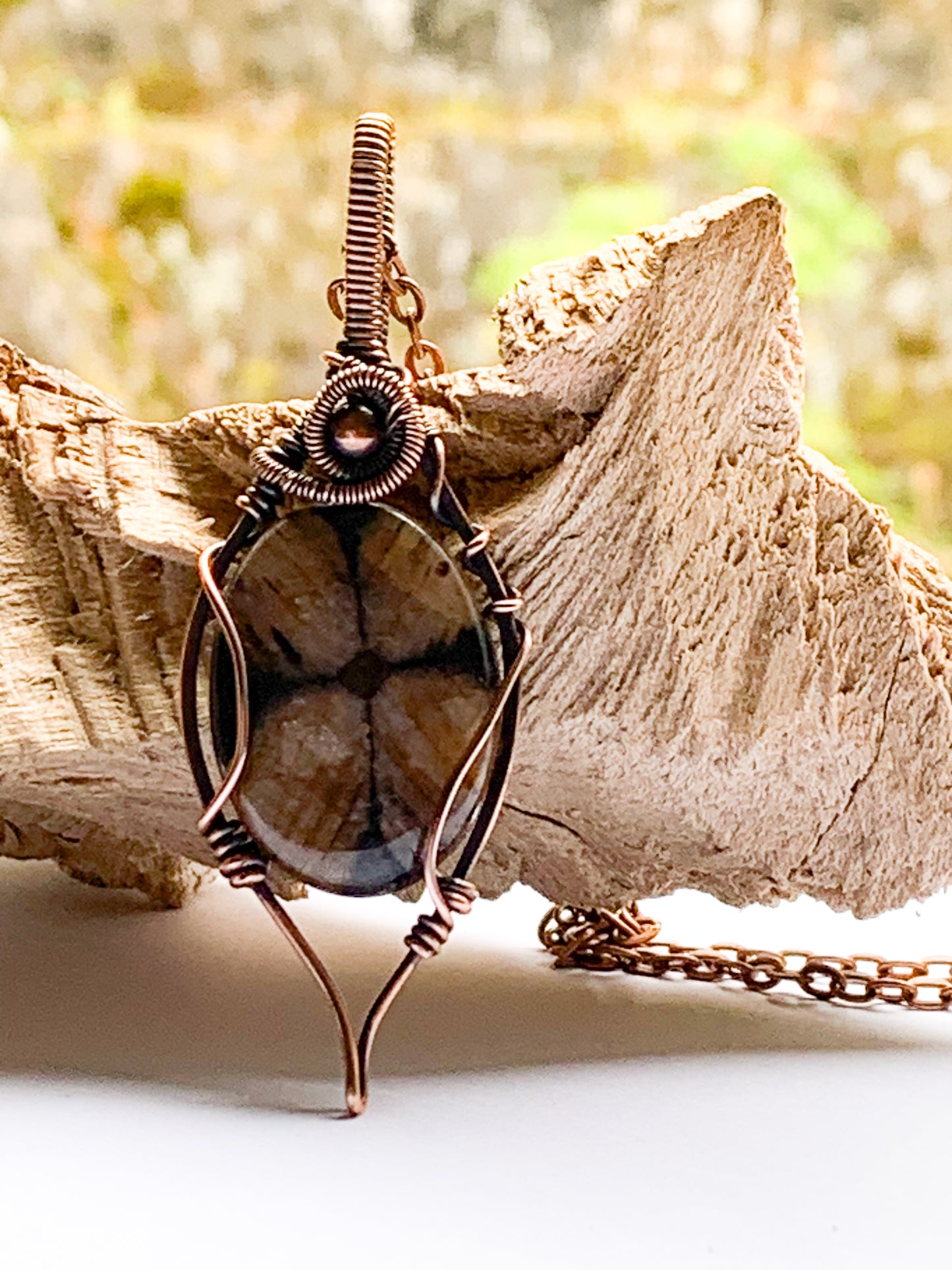 Chiastolite Cross necklace