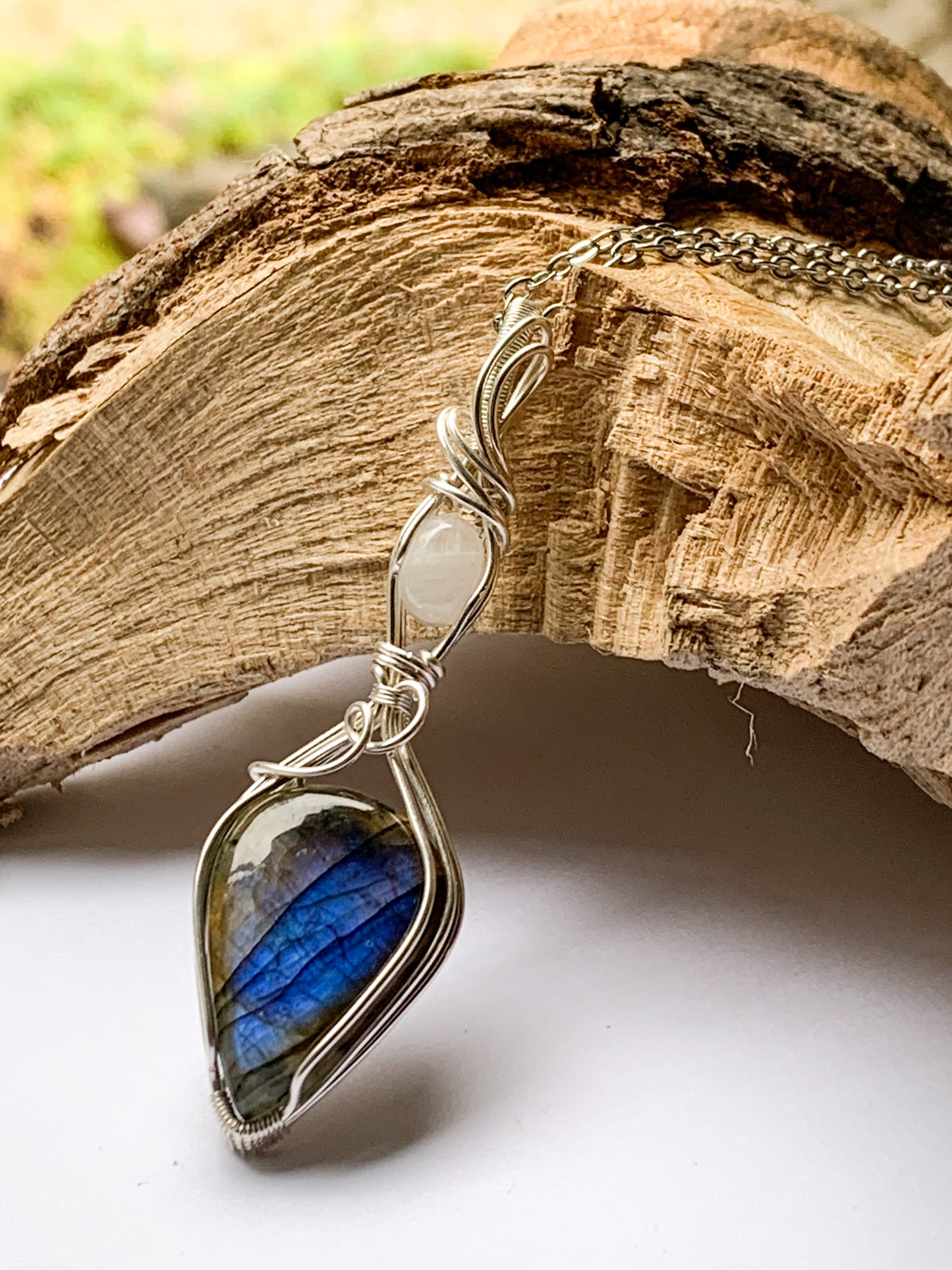 Labradorite with Rainbow Moonstone necklace