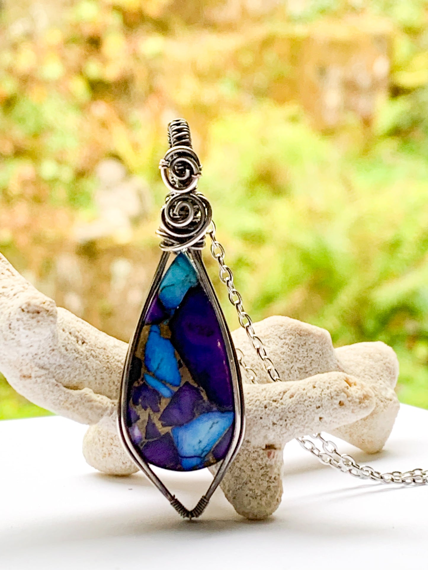 Ice Dahlia Turquoise Mosaic necklace