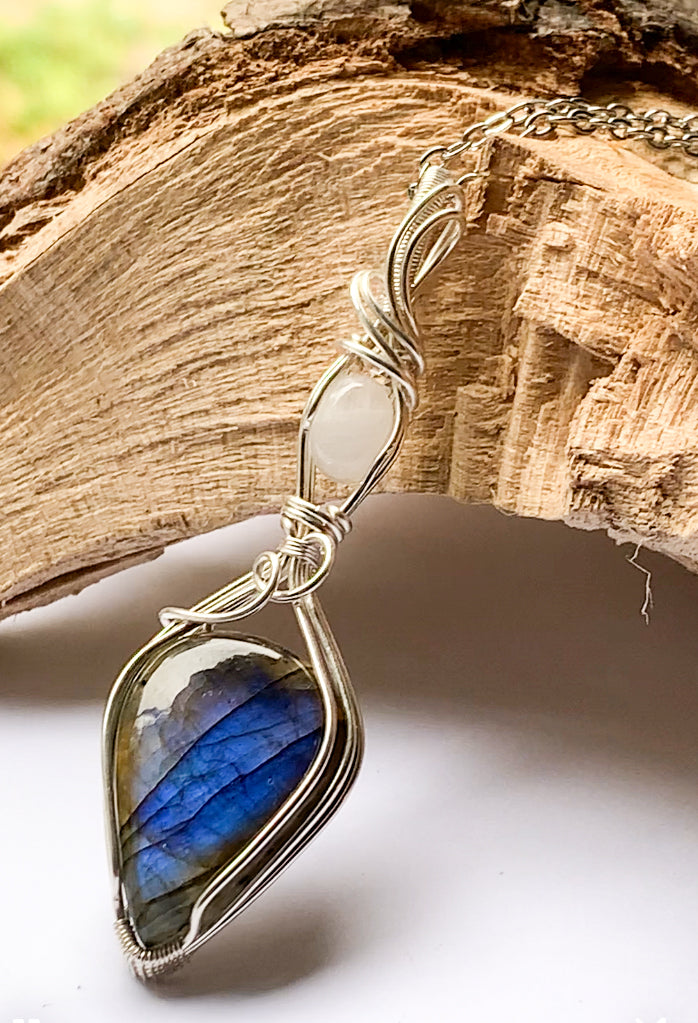 Labradorite with Rainbow Moonstone necklace