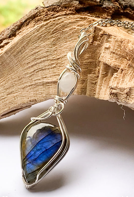 Labradorite with Rainbow Moonstone necklace