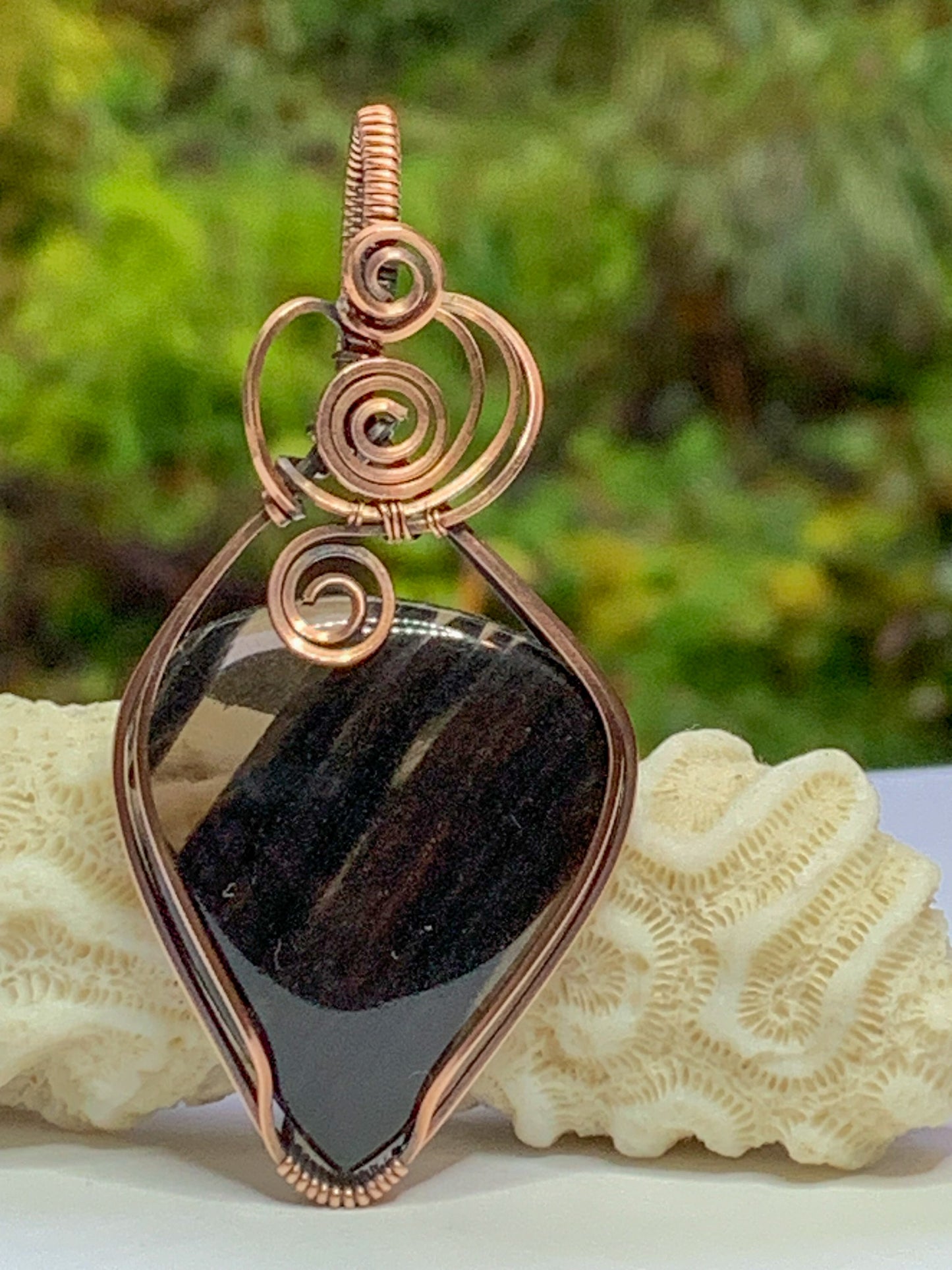 Midnight Lace Obsidian pendant