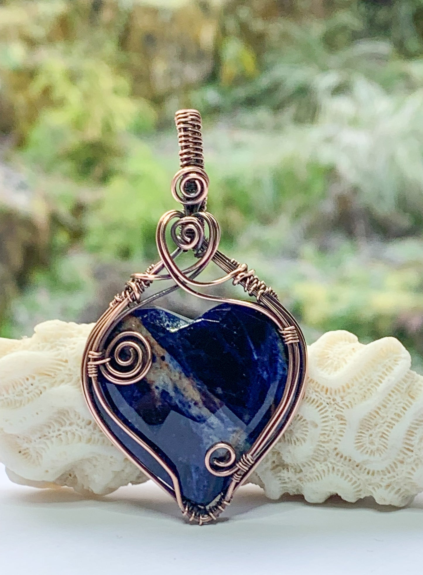 Faceted Sodalite heart pendant