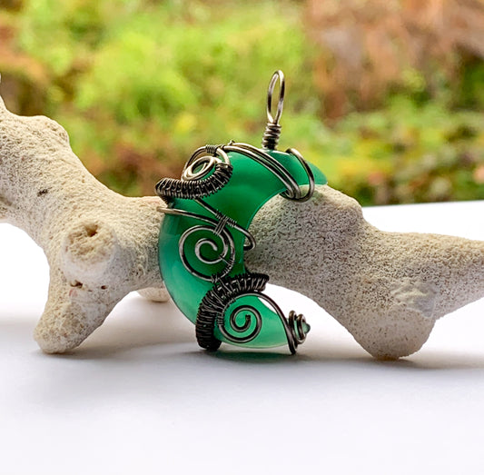 Onyx moon necklace
